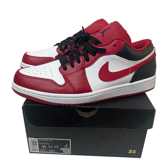 Nike Other - NEW Nike Air Jordan 1 Low White Gym Red Black “Bulls” 553558-163 Men’s Size 11